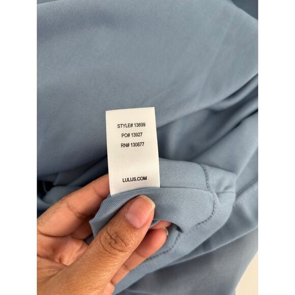 Lulus Mythical Kind of Love Slate Blue Maxi Dress Sz XL Bridesmaid Romantic NWT - Picture 7 of 14